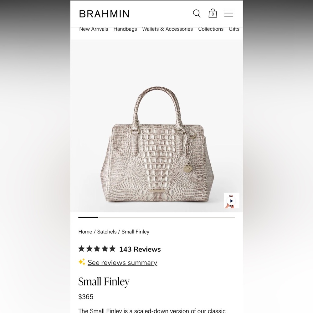 Authentic Brahmin Small Finley Satchel